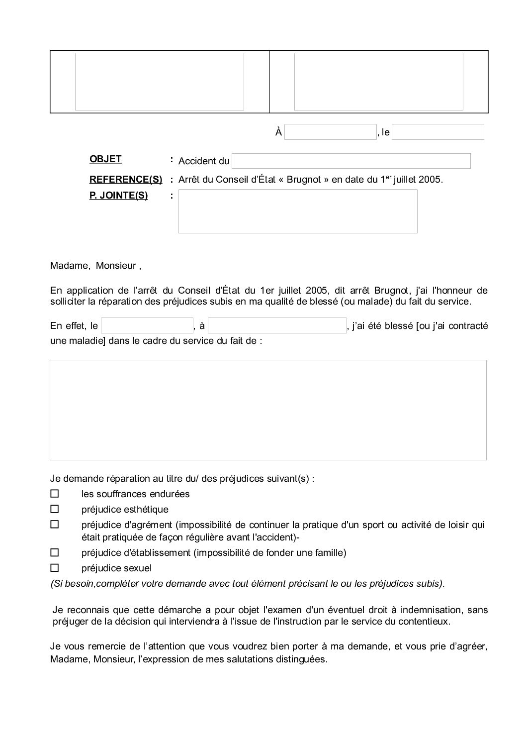 Loi Brugnot – Demande indemnitaire
