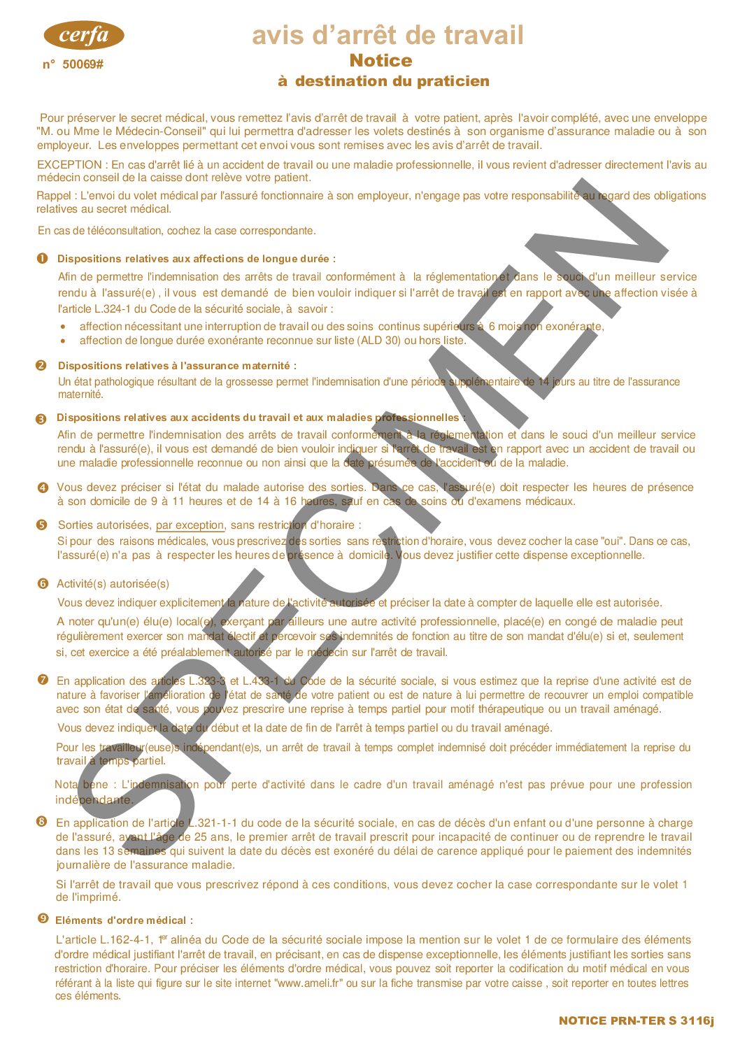 Cerfa 10170-08 Déclaration arrêt de travail